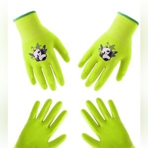 Kids Gardening Gloves lime green panda bear